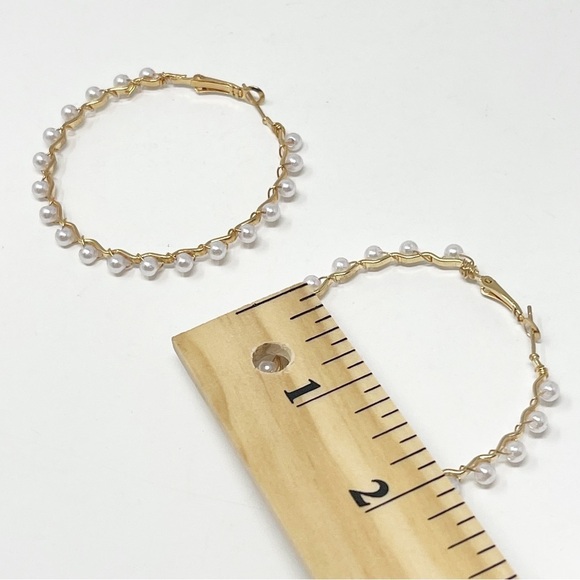 Hoop Pearl Earrings Freshwater Baroque Pearl Vintage Style - Picture 10 of 10